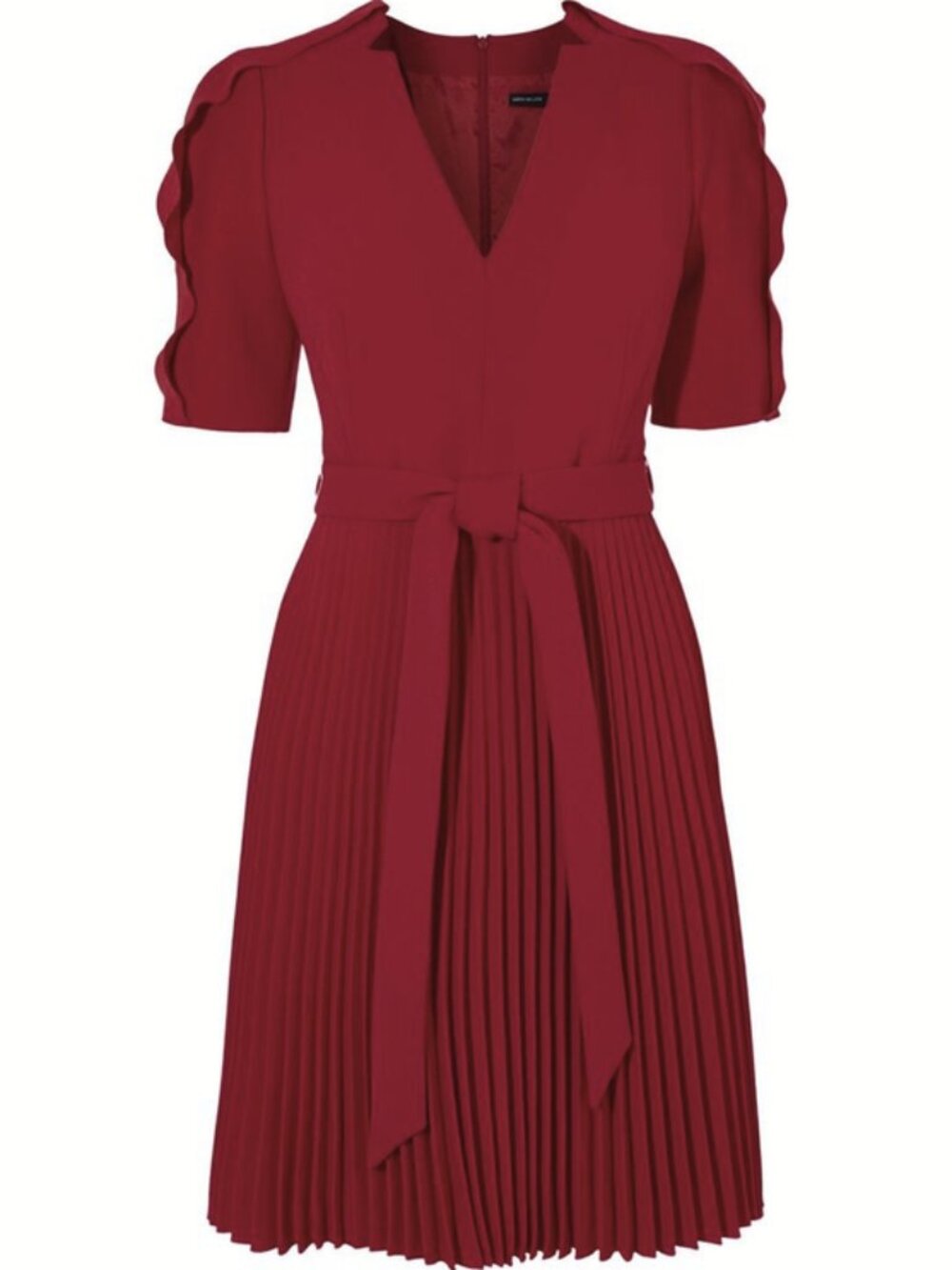 Karen Millen Red V-Neck Pleated Dress